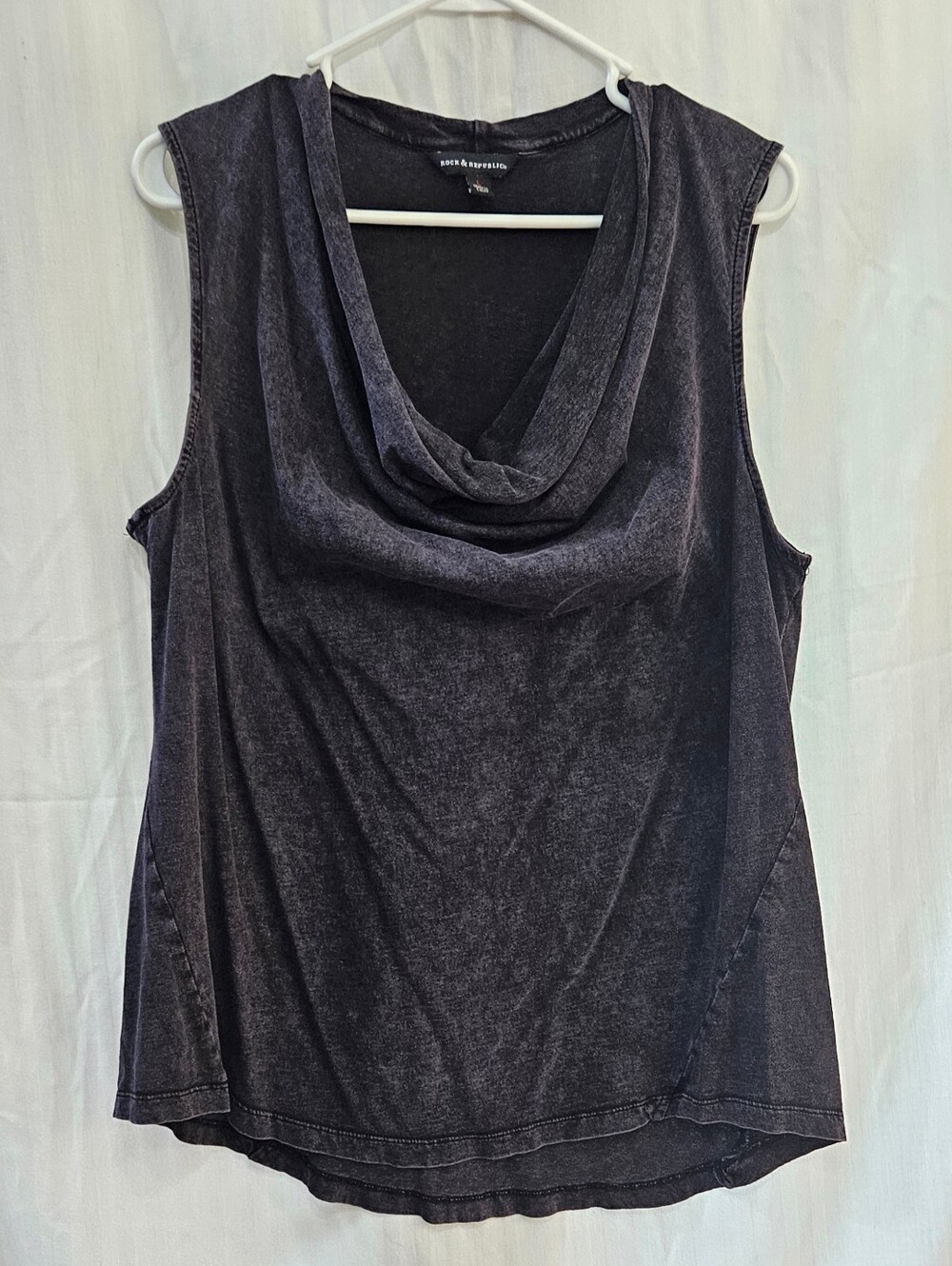 Rock & Republic Charcoal Cowl Neck Sleeveless Top
